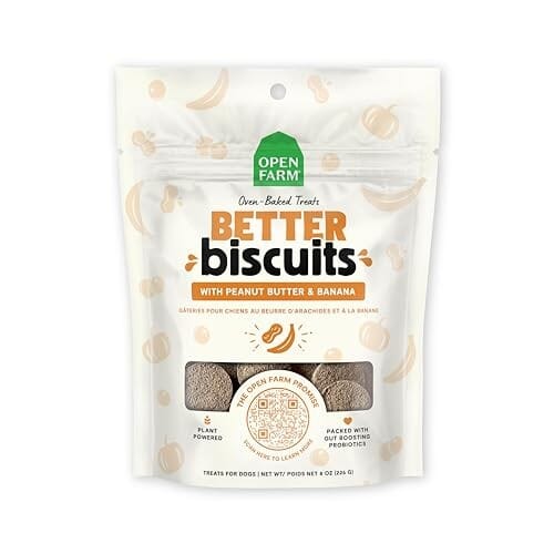 Open Farm Better Biscuits Peanut Butter and Banana with Probiotics Oven-Baked Crunchy Dog Treats - 8 Oz Default Title