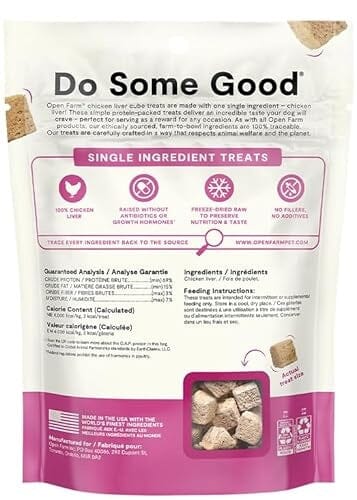 Open Farm Cubes Single-Ingredient Chicken Liver Freeze-Dried Raw Dog Treats - 3 Oz