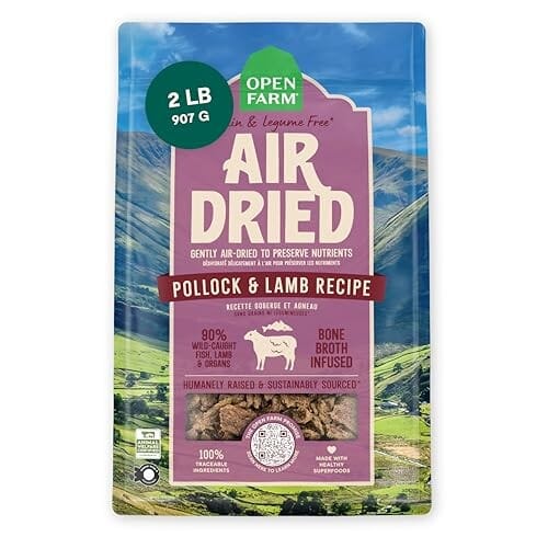 Open Farm Grain-Free Pollock and Lamb Bone-Broth Infused Air-Dried Dog Food or Topper 32 Ounce