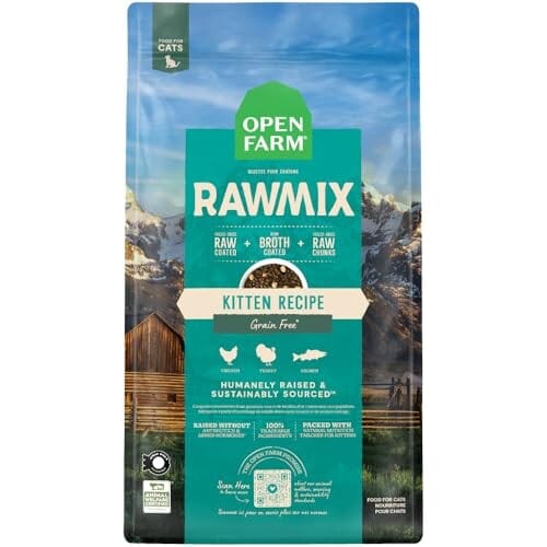 Open Farm Grain-Free RawMix Chicken Turkey and Salmon Freeze-Dried Raw and Broth Coated Kitten Dry Cat Food - 2.25 Lbs Default Title