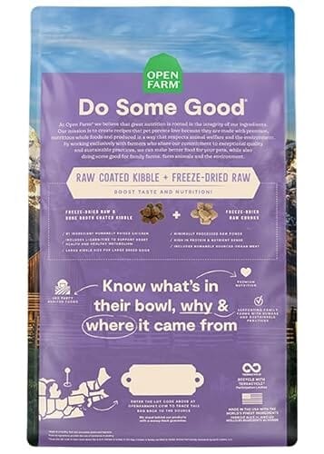 Open Farm Grain-Free RawMix Salmon Chicken Turkey Freeze-Dried Raw and Broth Coated Large-Breed Dry Dog Food - 20 Lbs