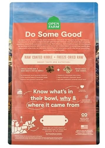 Open Farm Grain-Free RawMix Tide and Terrain Beef Pollock Salmon Freeze-Dried Raw and Broth Coated Dry Dog Food - 20 Lbs