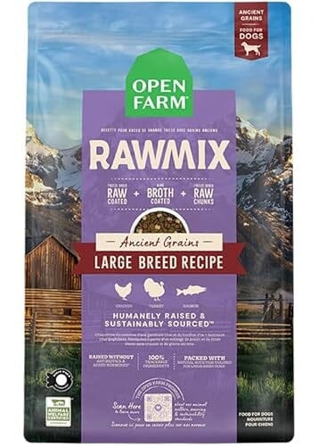 Open Farm RawMix Salmon Chicken Turkey Ancient Grains Freeze-Dried Raw and Broth Coated Large-Breed Dry Dog Food - 20 Lbs Default Title