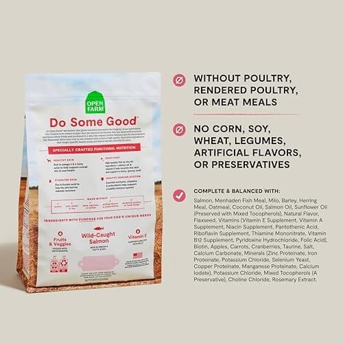 Open Farm Skin and Coat Health Wild-Caught Salmon and Oatmeal Recipe Dry Dog Food - 22 Lbs