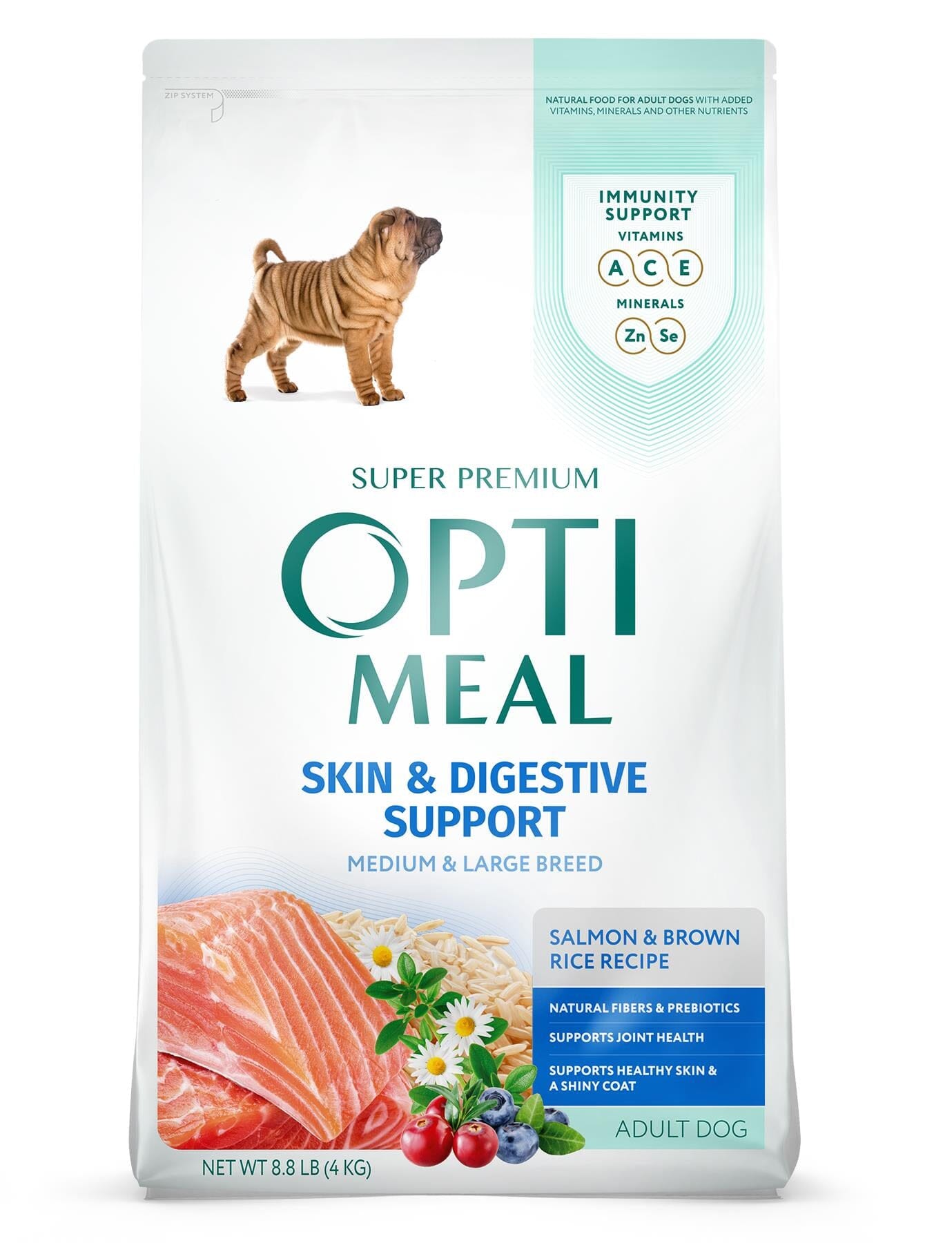 Optimeal Medium & Large Breed Skin & Digestive Support Salmon & Brown Rice Recipe Adult Dog Dry Food  