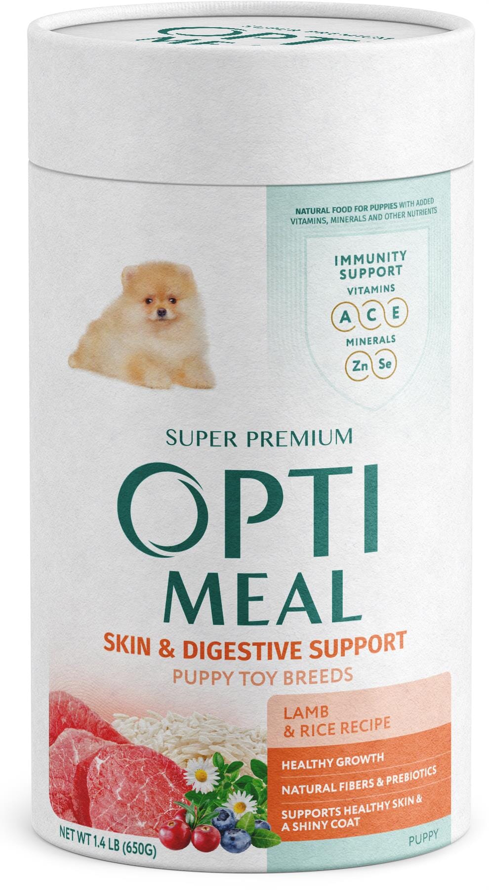 Optimeal Puppy Toy Breed Skin & Digestive Support Lamb & Rice Recipe Dry Dog Food  