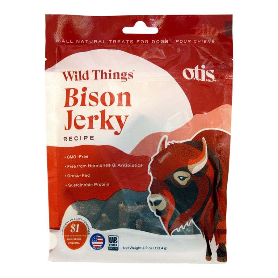 O.T.I.S. Pasture-Raised and Grass-Fed Bison Jerky Dog Treats - 4 Oz