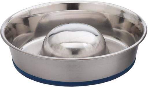 OurPets Durapet Anti-Skid Rubber Bonded Stainless Steel Slow Feeding Cat Bowl - Large - 56 Oz  