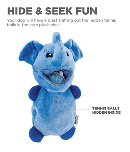 Outward Hound Ball Hogz Elephant Hide N' Seek 3-Tennis Balls Plush Dog Toy