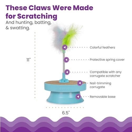 Outward Hound Catstages 2-In-1 Spring and Scratcher Stand-alone Nail-Grooming Interactive Cat Toy