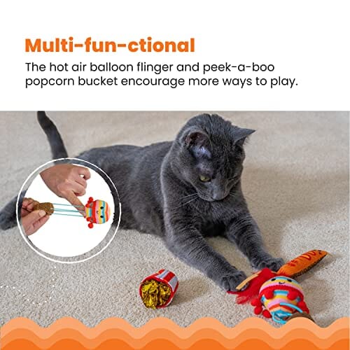 Outward Hound Catstages Pawrty Crinkle Feather and Flinger Plush Catnip Cat Toy - 3 Pack