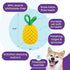 Outward Hound Dental Pineapple Scented Treat-Dispensing Fetch and Tug Dog Toy - Yellow