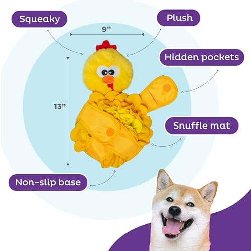 Outward Hound Nina Ottosson Snuffle Palz Chicken Treat-Hiding Squeak and Plush Nylon Dog Toy - Large