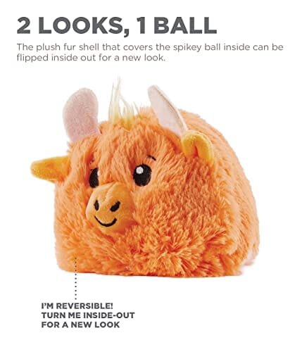 Outward Hound Reversi-Ball Dual-Sided Yak Sheep Plush Dog Toy with Inner Spike Ball