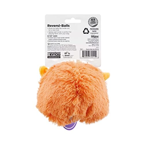 Outward Hound Reversi-Ball Dual-Sided Yak Sheep Plush Dog Toy with Inner Spike Ball