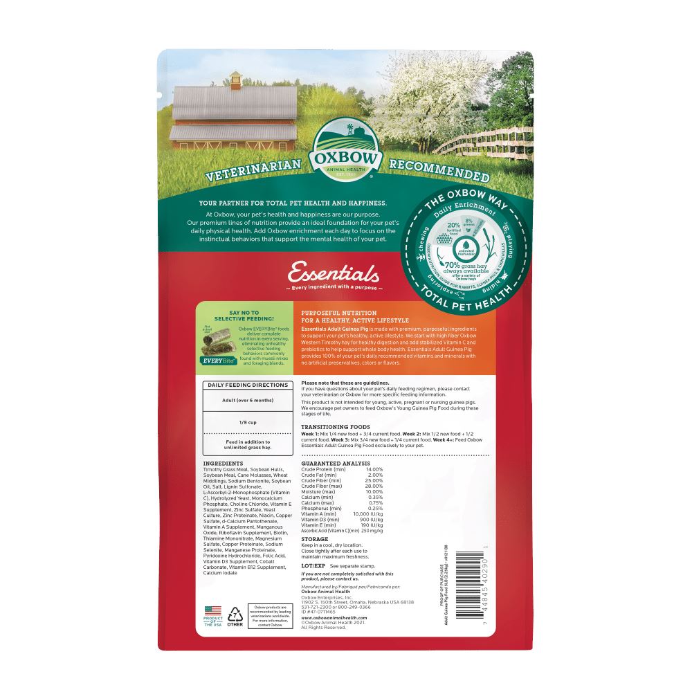Oxbow Adult Guinea Pig Essentials Small Animal Food - 25 lb Bag