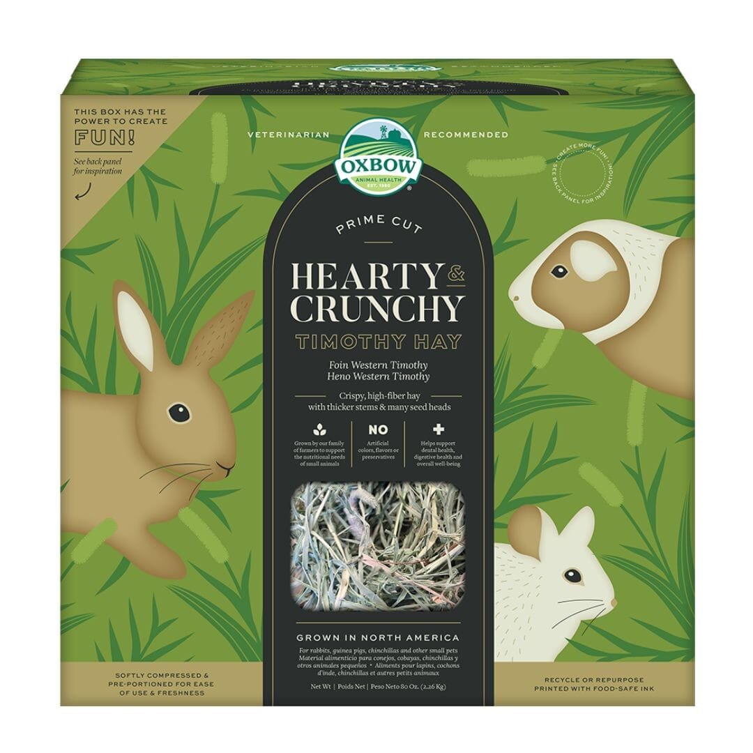 Oxbow Prime Cut Hearty and Crunchy High-Fiber Timothy Hay Small Animal Treat 80 Ounce