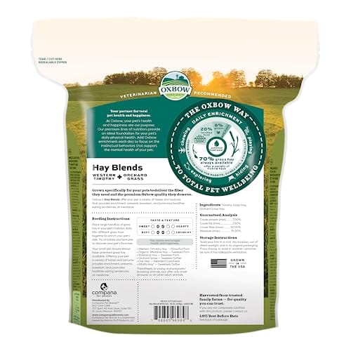 Oxbow Western Timothy and Orchard Hay Blends Guinea Pig and Rabbit Small Animal Treat - 15 Oz