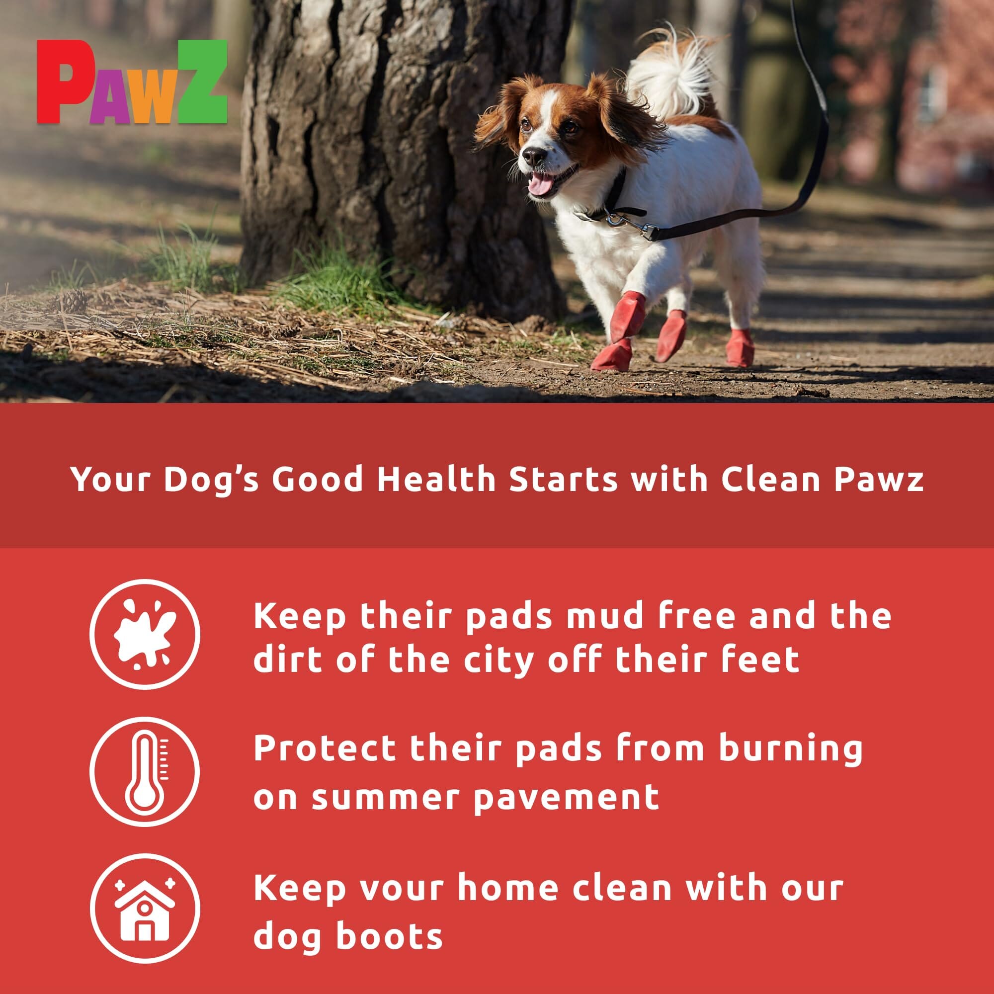 Pawz Waterproof Disposable and Reusable Rubberized Dog Boots - Red - Small - 12 Pack  