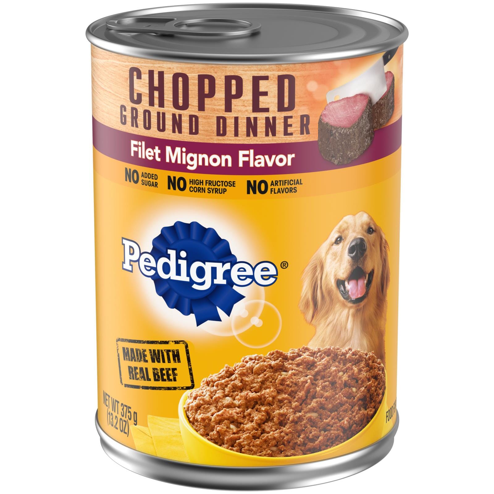 Pedigree Chopped Ground Dinner Beef Filet Mignon Adult Canned Dog Food - 13.2 Oz - Case of 12