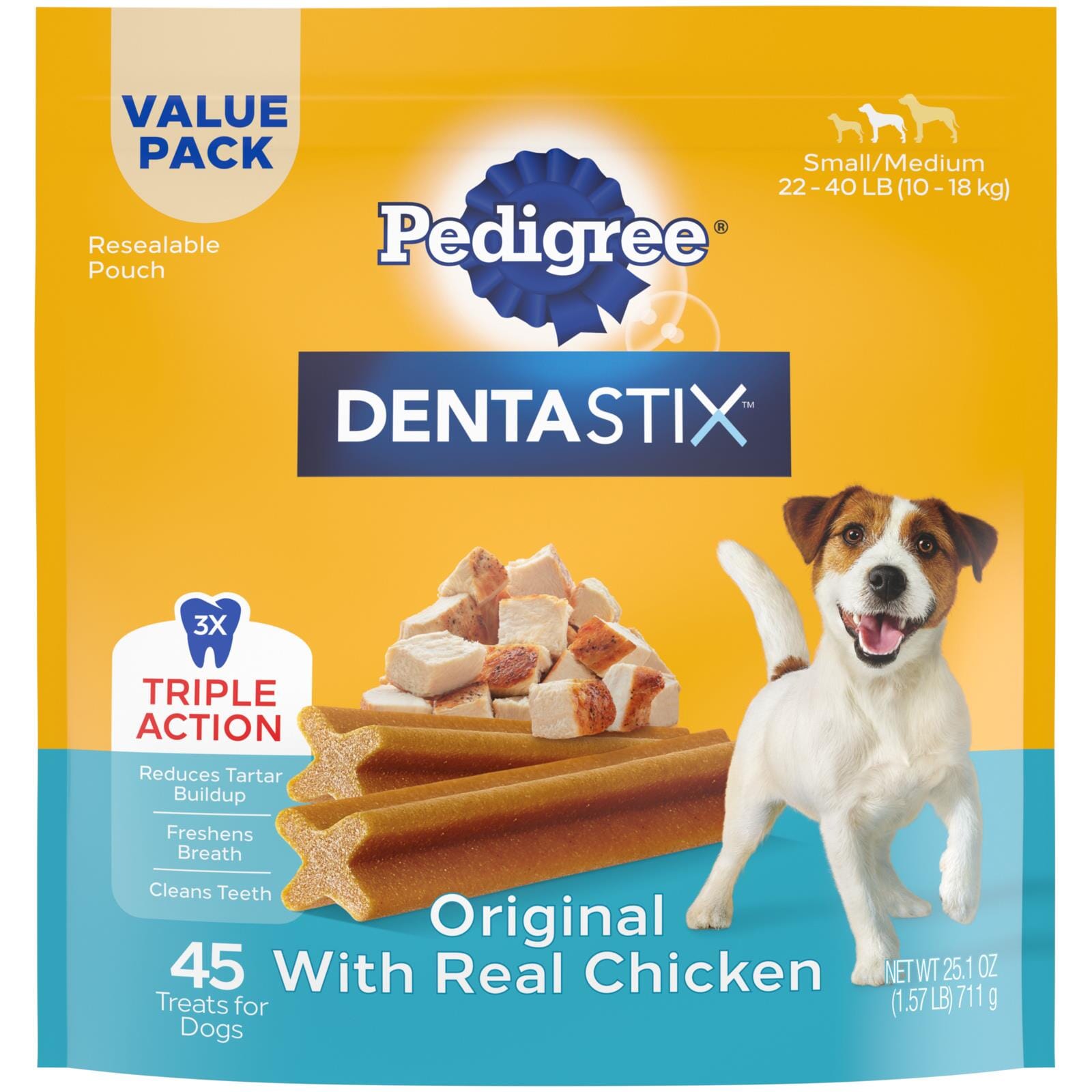 Pedigree DentaStix Original Dental Dog Chews Treats - Small/Medium - 1.57 Lbs - Case of 4