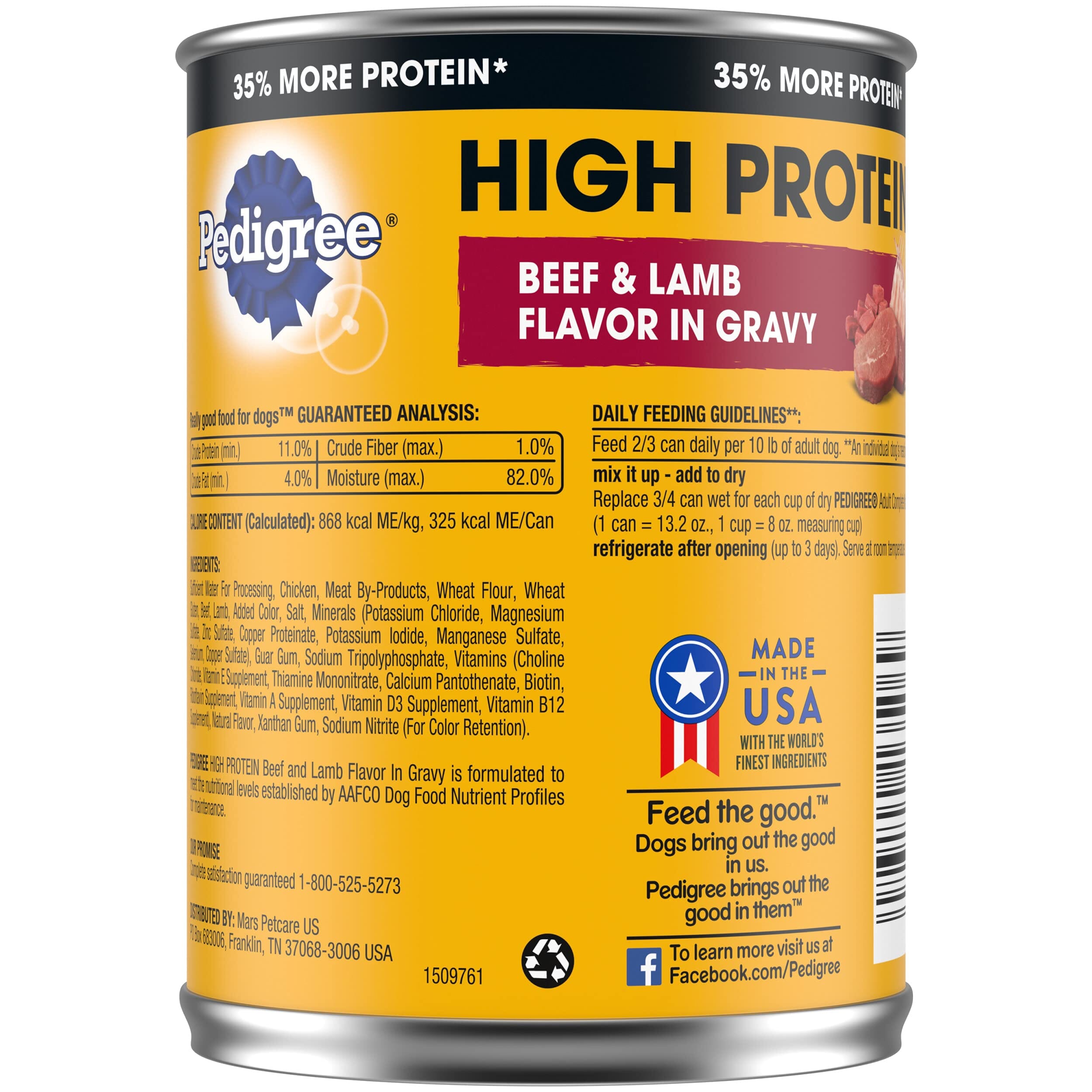 Pedigree High Protein Loaf Beef and Lamb Canned Dog Food - 13.2 oz - Case of 12  