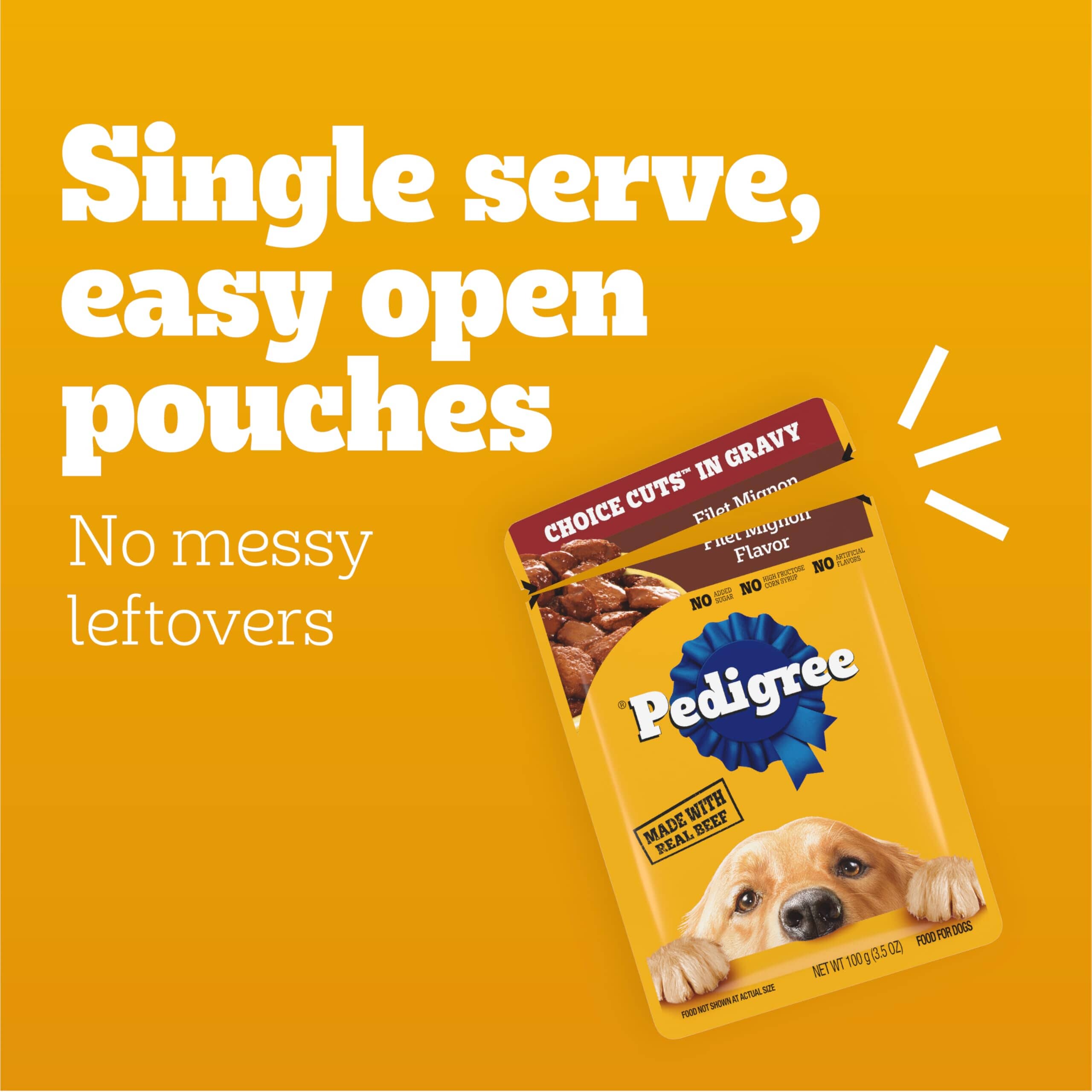 Pedigree Pouch Chicken Morsels with Beef Cuts in Gravy Multi-Pack Canned Dog Food - 3.5 oz - Case of 8  