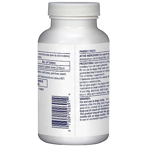 Pet Armor Aspirin Pain-Relief Medicine Chewable Tablets for Small Dogs 10-20 Lbs - 120MG - 75 Tablets