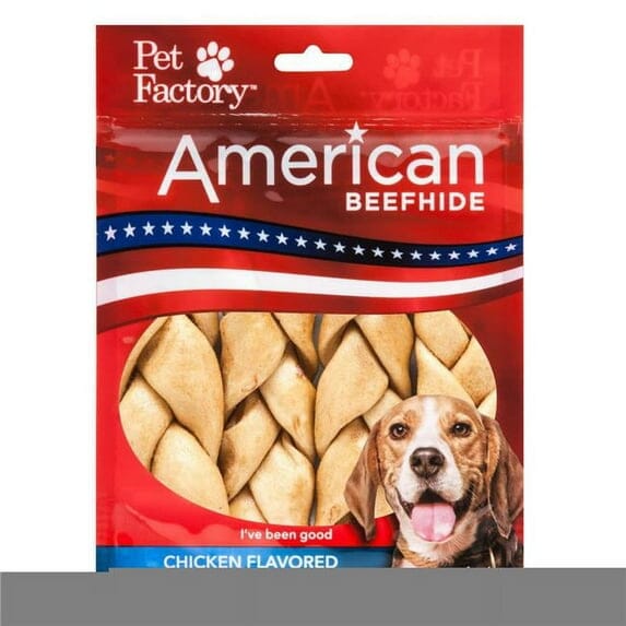 Pet Factory American Beefhide Braided Sticks Chicken Flavored Natural Dog Chew - 4 Inch - 4 Pack Default Title