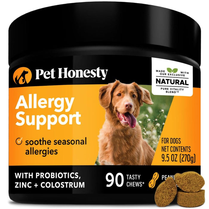 Pet Honesty Allergy and Immune Support with Omega-3 Peanut Butter Chewy Dog Supplements...