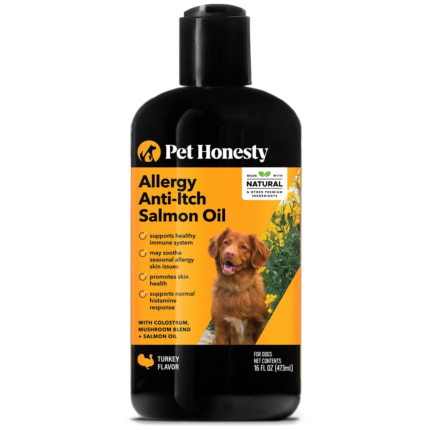 Pet Honesty Allergy Anti-Itch and Scratch Alaskan Salmon Oil Pump Cat and Dog Supplements - 16 Oz  