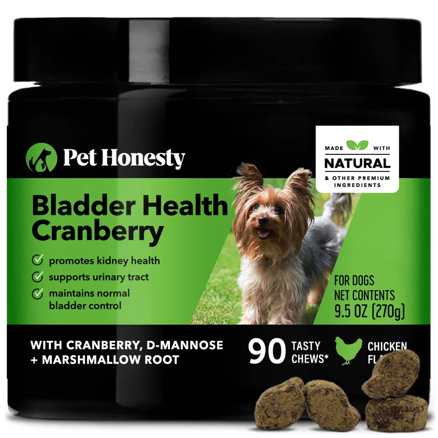 Pet Honesty Bladder and Kidney Health Cranberry and Chicken Chewy Dog Supplements - 90 Count - 9.5 Oz  