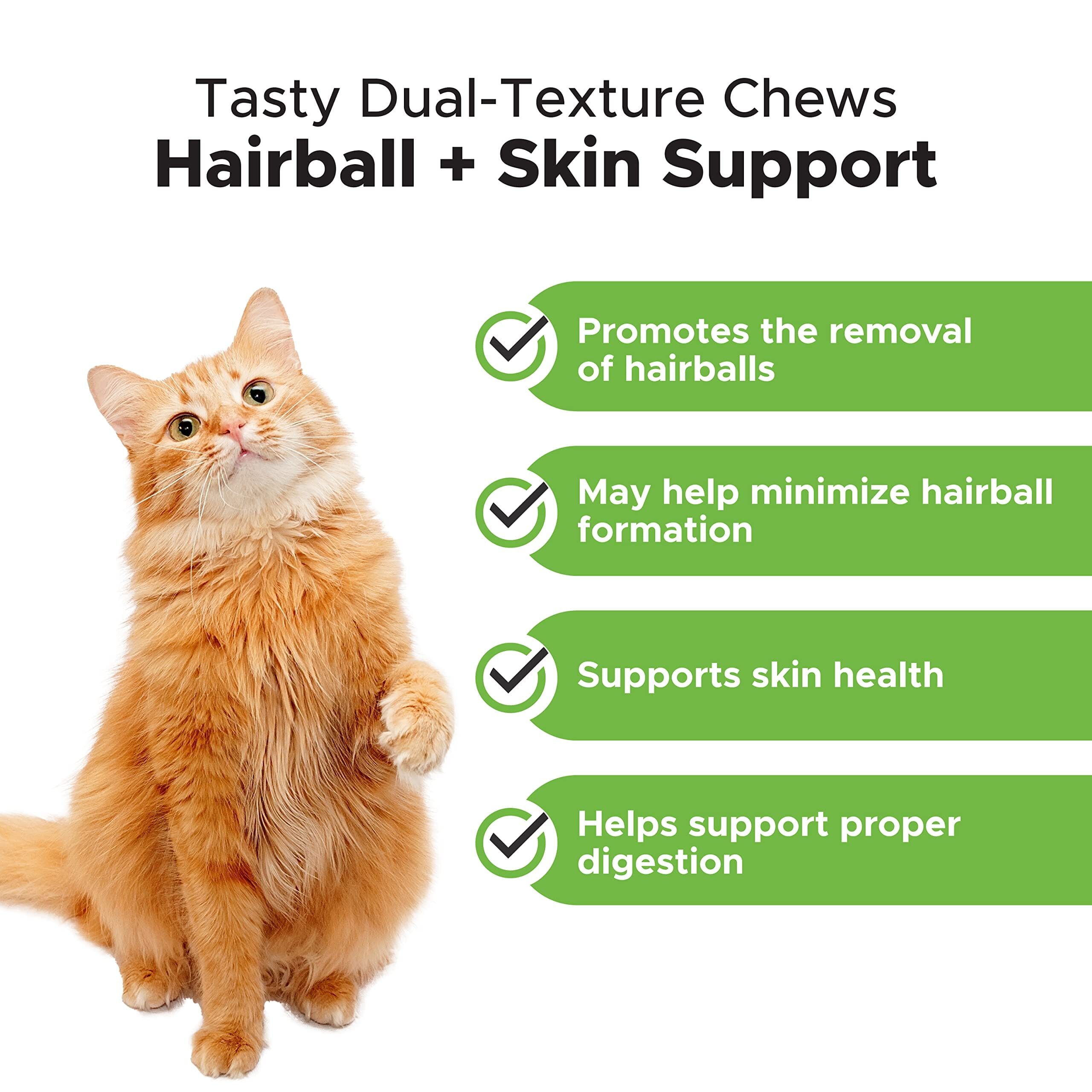 Pet Honesty Hairball plus Skin and Coat Support Chicken Supplemental Chewy Cat Treats - 30 Day - 3.7 Oz  