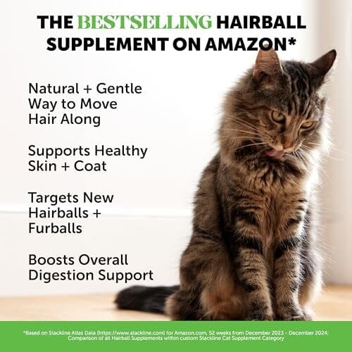 Pet Honesty Hairball Support Psyllium Husk Omega-3 Skin and Digestion Chicken Flavor Supplement Cat Treats - 10.5 Oz - 90 Day Supply
