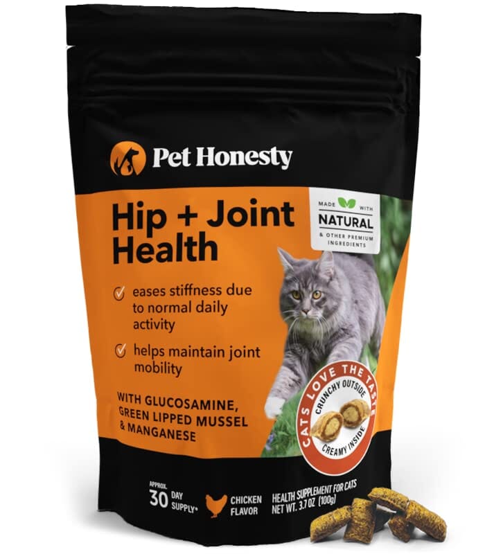 Pet Honesty Hip and Joint Health Glucosomine Chicken Supplemental Chewy Cat Treats - 30 Day - 3.7 Oz  