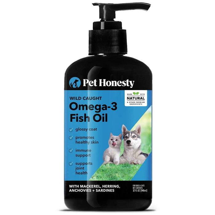 Pet Honesty Immune, Skin, Joint and Heart Care Natural Omega-3 Fish Oil Pump Cat and Do...