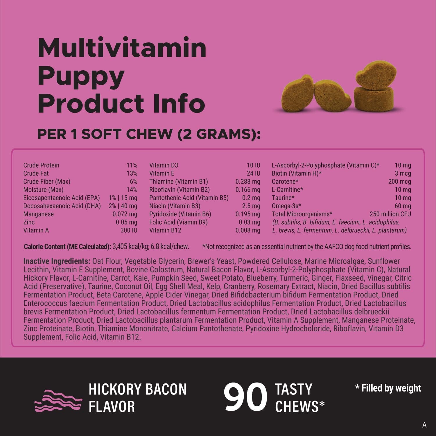 Pet Honesty Multi-Vitamin Essential Puppy Chewy Dog Supplements - 6.4 Oz - 90 Count  