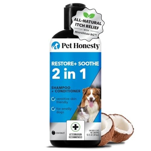 Pet Honesty Restore and Soothe Coconut Fragrance Sensitive Skin Cat and Dog 2-in-1 Shampoo and Conditioner - 16 Oz Default Title