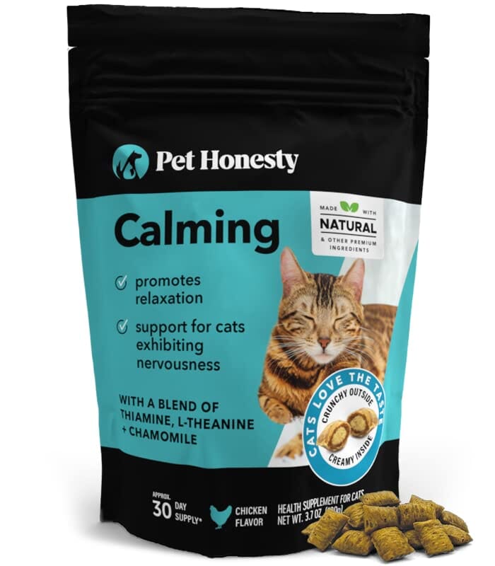 Pet Honesty Stress and Anxiety Calming Chicken Cat Chews Treats - 30 Day - 3.7 Oz  