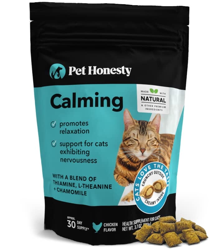 Pet Honesty Stress and Anxiety Calming Chicken Cat Chews Treats - 30 Day - 3.7 Oz