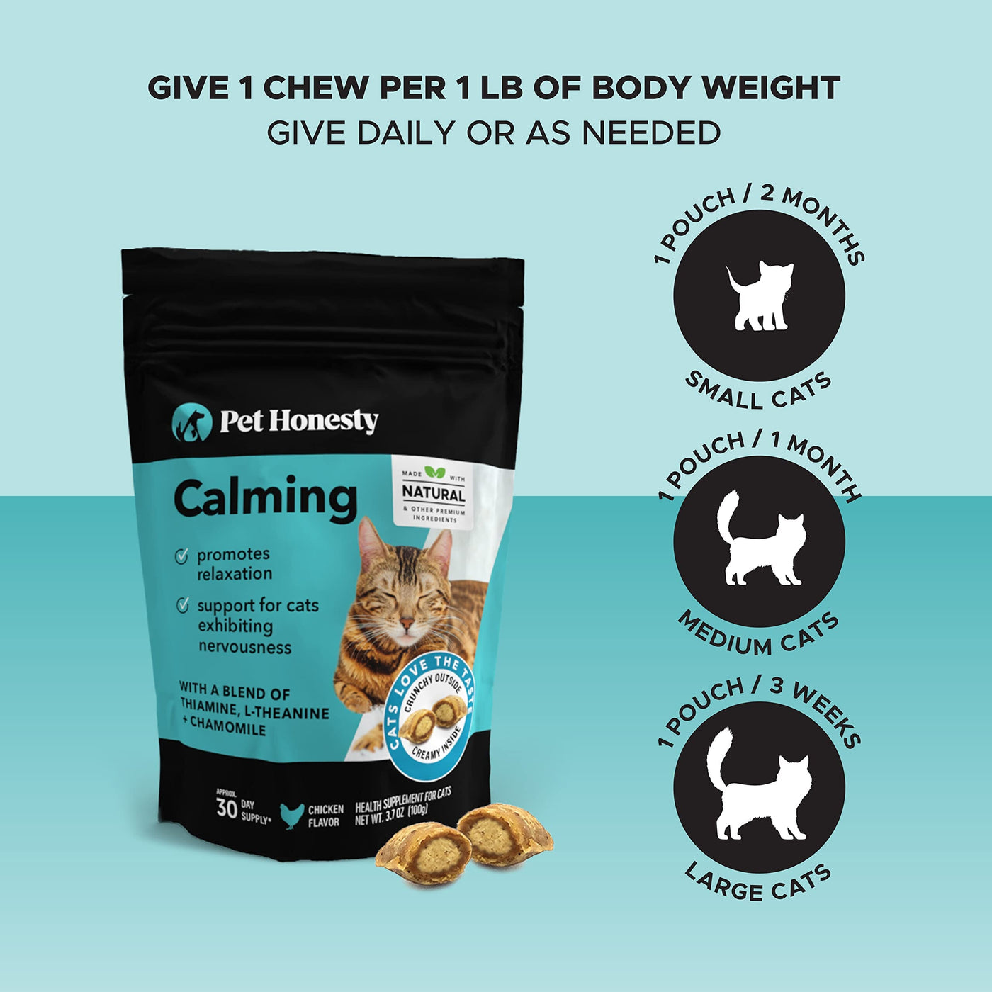 Pet Honesty Stress and Anxiety Calming Chicken Cat Chews Treats