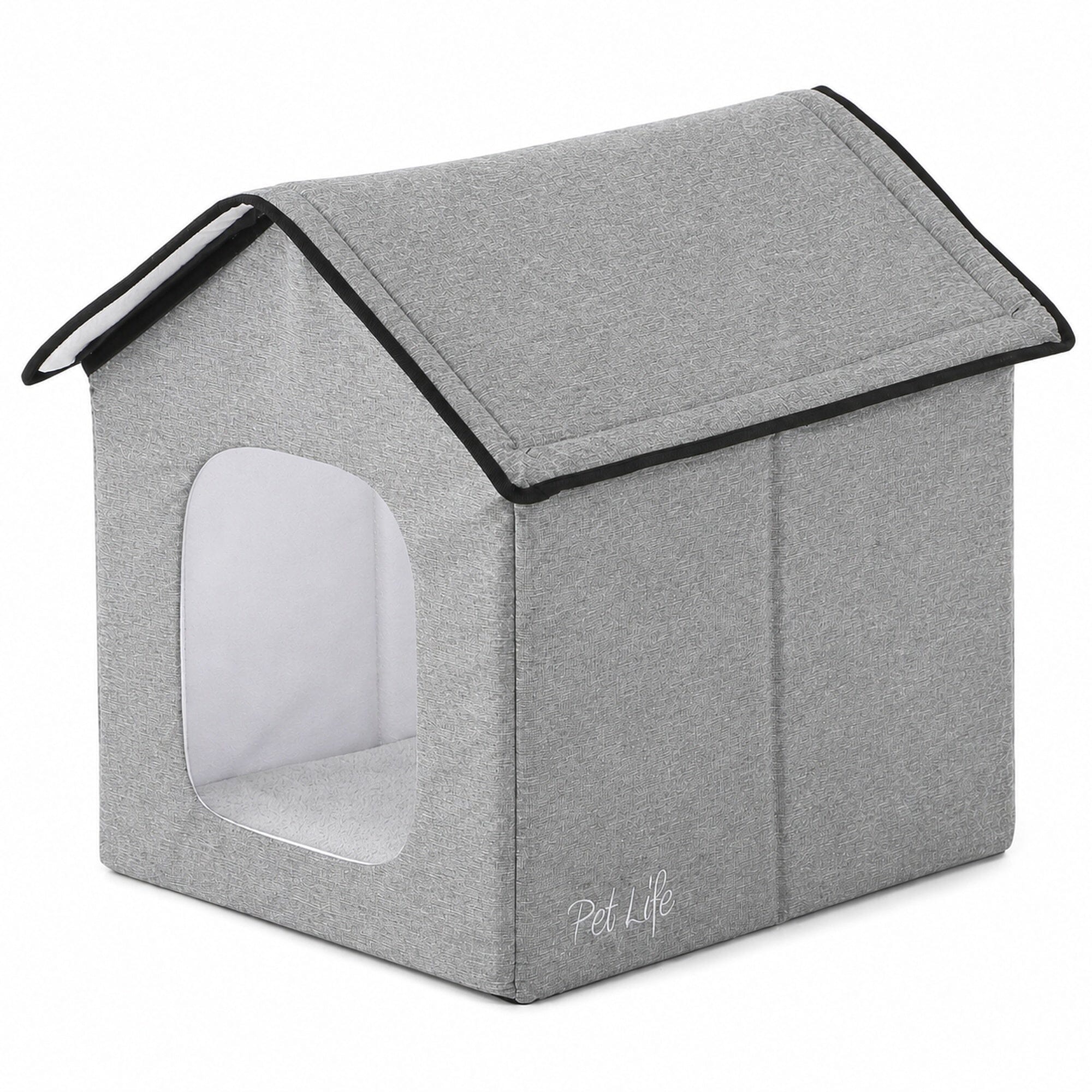 Pet Life 'Hush Puppy' Collapsible Electronic Heating and Cooling Smart Pet House Small Gray