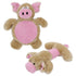 Pet Life ® 2-piece Dual Squeaker and Plush Animal Dog Toy Set Pink/Brown