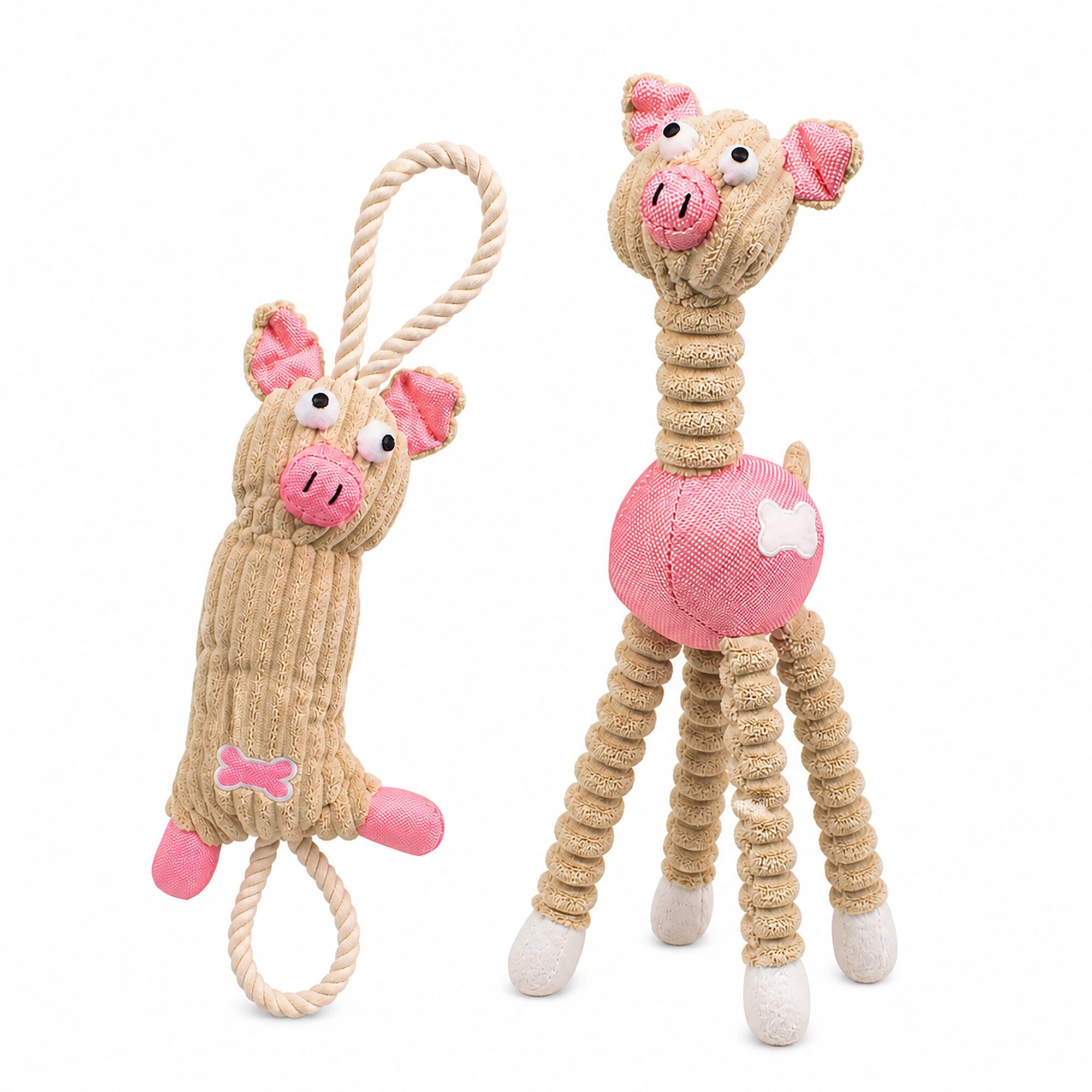 Pet Life ® 2-Piece Eco-Friendly Recyclable Jute Rope and Plush Dog Toy Set - Pink Default Title