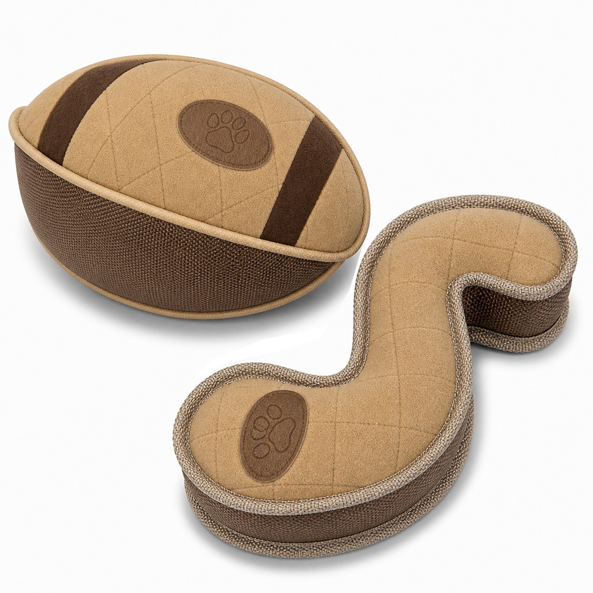 Pet Life ® 2-Piece Indoor or Outdoor Durable Nylon Plush Squeak and Fetch Dog Toy Set - Khaki Default Title