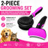 Pet Life ® 2-Piece Premium Deshedder and Dual-Sided Slicker and Bristle Brush Cat and Dog Grooming Set - Pink