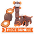 Pet Life ® 3-Piece Durable Nylon Plush Squeaking Bundle Dog Toy Set - Brown and Orange
