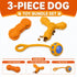 Pet Life ® 3-Piece Durable TPR Tug Squeak and Fetch Interactive Dog Toy Set - Orange