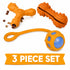 Pet Life ® 3-Piece Durable TPR Tug Squeak and Fetch Interactive Dog Toy Set - Orange