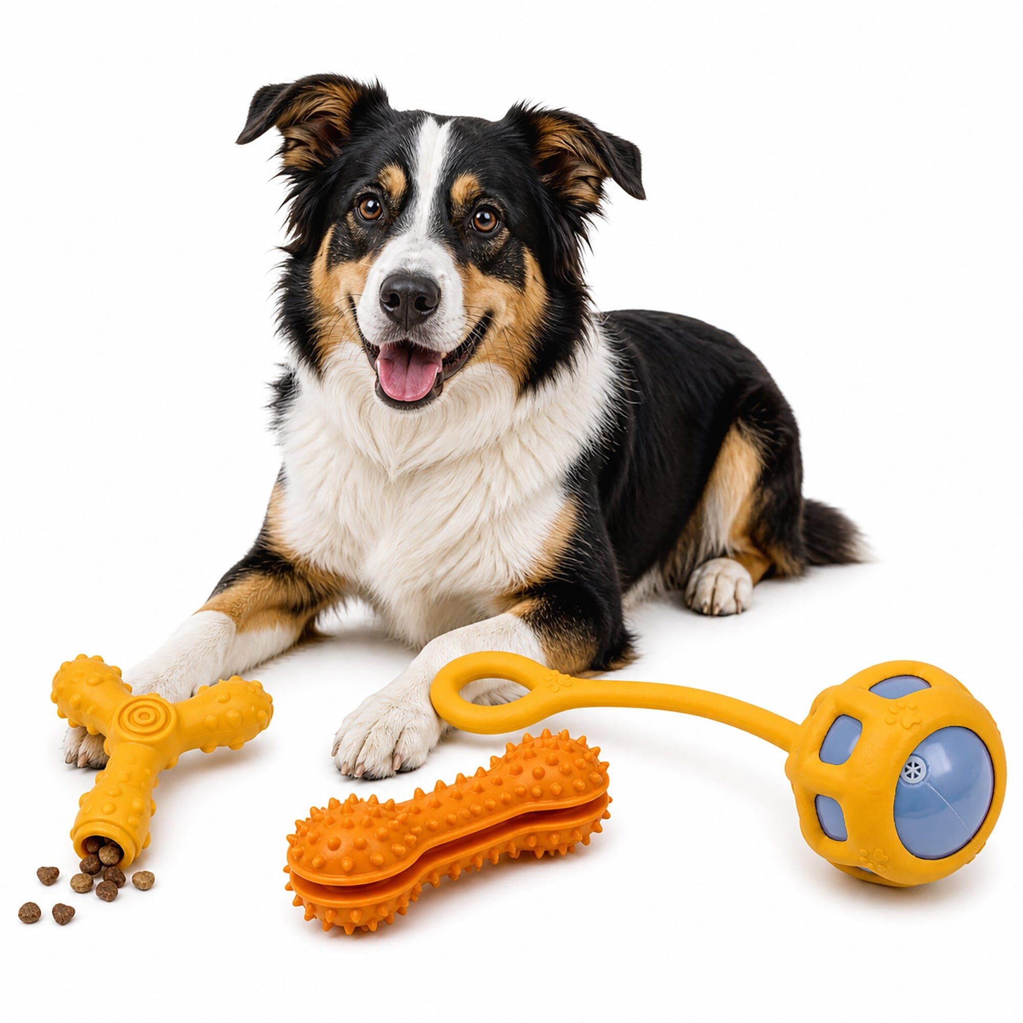 Pet Life ® 3-Piece Durable TPR Tug Squeak and Fetch Interactive Dog Toy Set - Orange Default Title